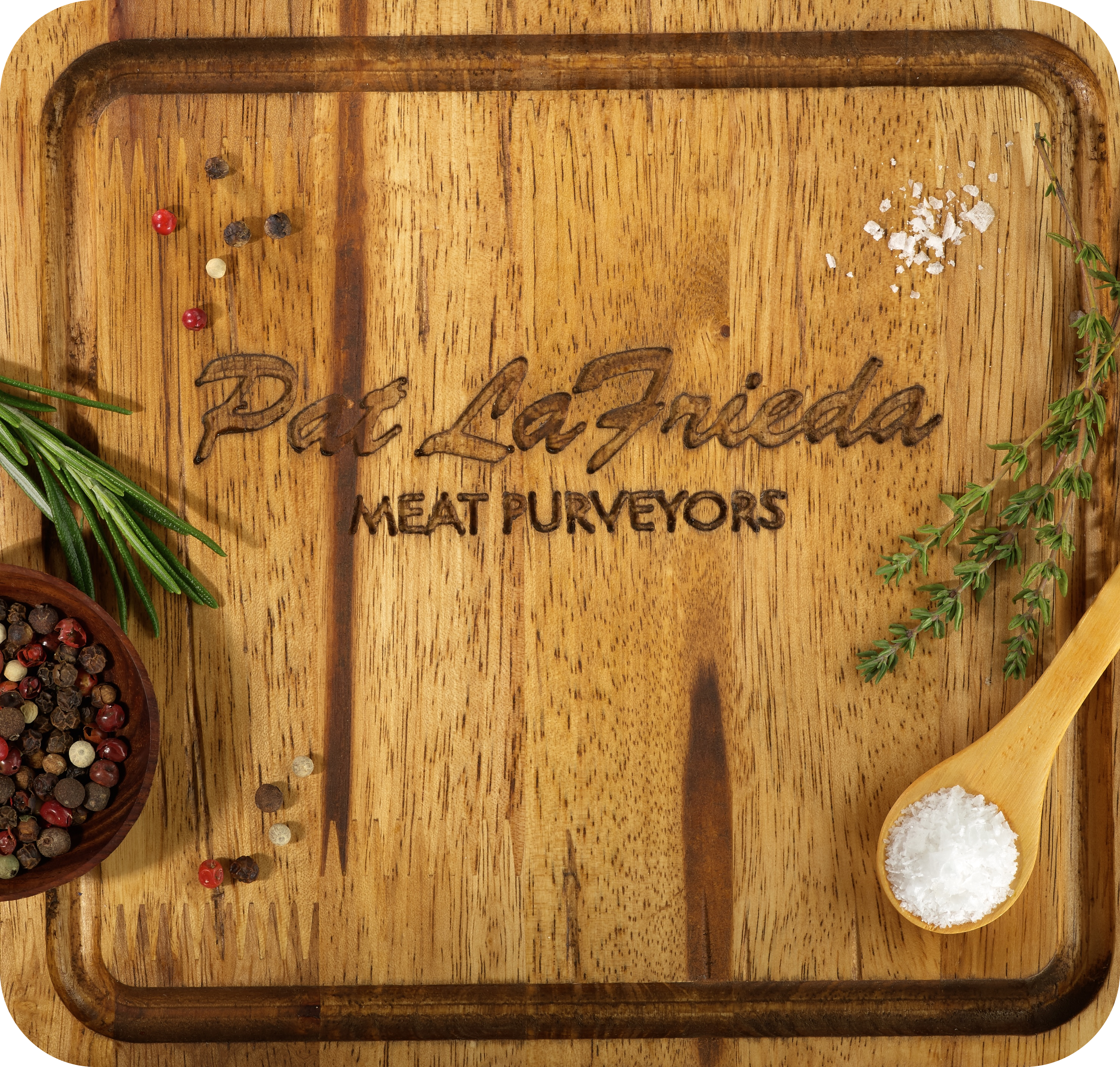 Rustic butcher-block imagery